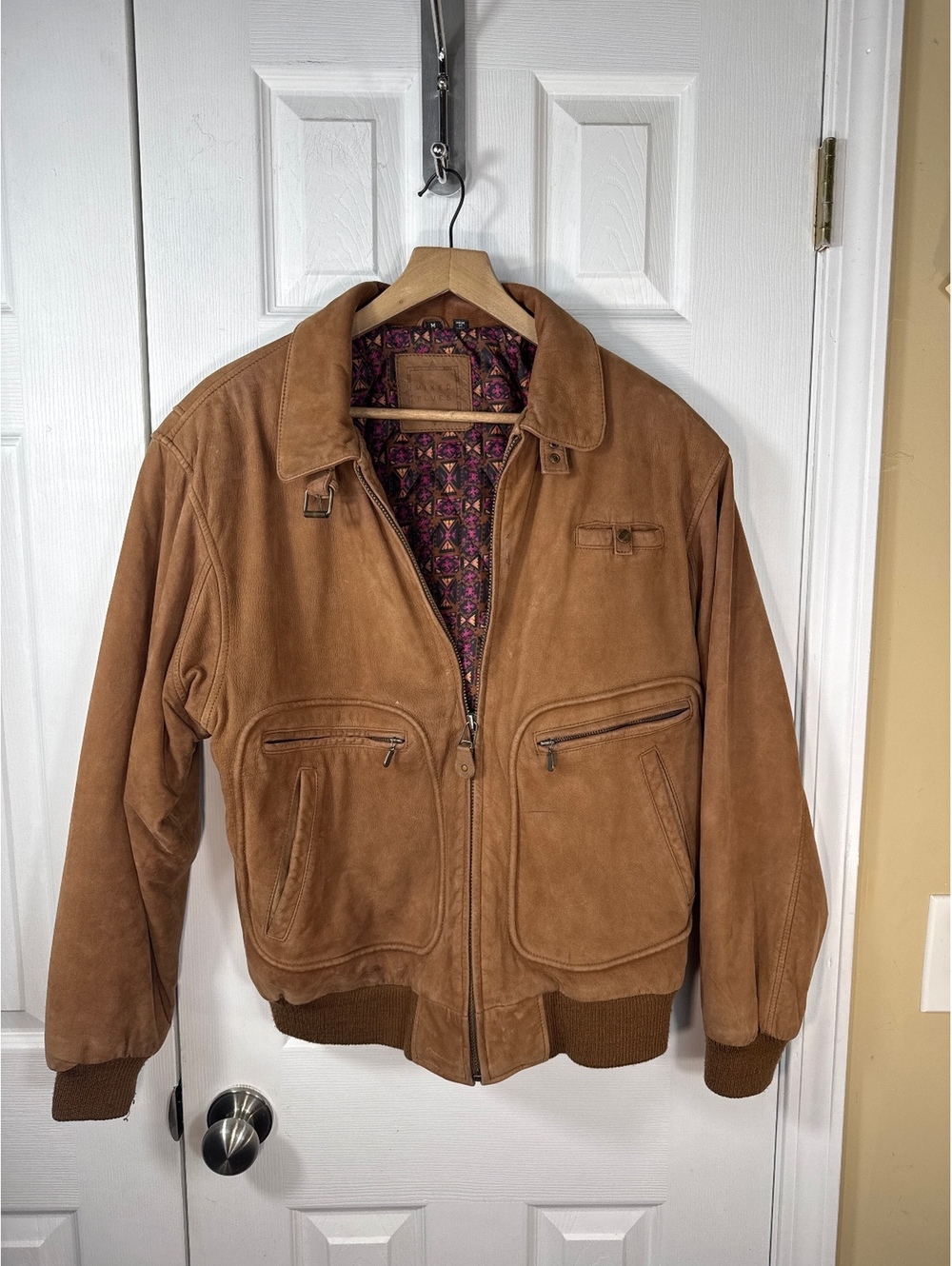 Mixed Blues Men's Brown Suede Bomber Jacket Medium